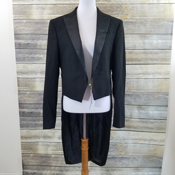 ZARA MAN TUXEDO TAILCOAT JACKET WITH SATEEN LAPEL - Picture 6 of 8